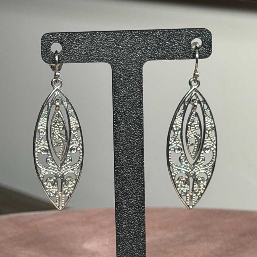 🌸 3 for $15 Earring Bundle – Vintage Style Silver Filigree Dangle Earrings